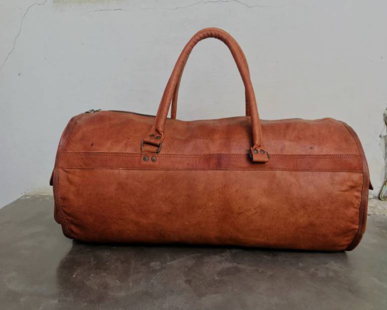 personalised leather overnight bag