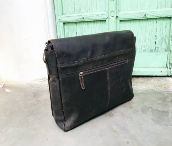 13" Personalized Buffalo Leather Messenger Shoulder Laptop Bag, Office Briefcase, Handbag, Gift for Men and Women Vintage - Image 3