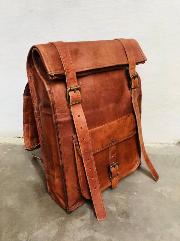 Personalized Vintage Genuine Leather Large Backpack for Laptop, Travel Roll Top Rucksack, Best Gift For Men & Women Vintage backpack