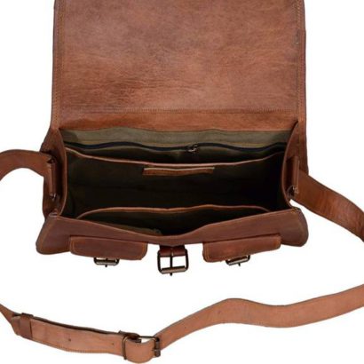 13″ Handmade Goat Original Genuine Vintage Brown Leather Purse, Handbag,Satchel With 2 Front Pockets,Best Gift For Women tote bag saddle bag