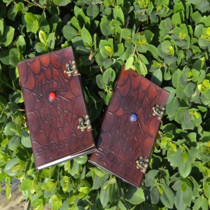 PACK OF 2 Personalised Spiderman Goat Leather Journal, Leather Notebook, Refillable Diary, Journal With Stone & Lock, Newspaper, Best Gift