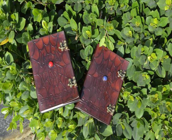 PACK OF 2 Personalised Spiderman Goat Leather Journal, Leather Notebook, Refillable Diary, Journal With Stone & Lock, Newspaper, Best Gift - Image 2