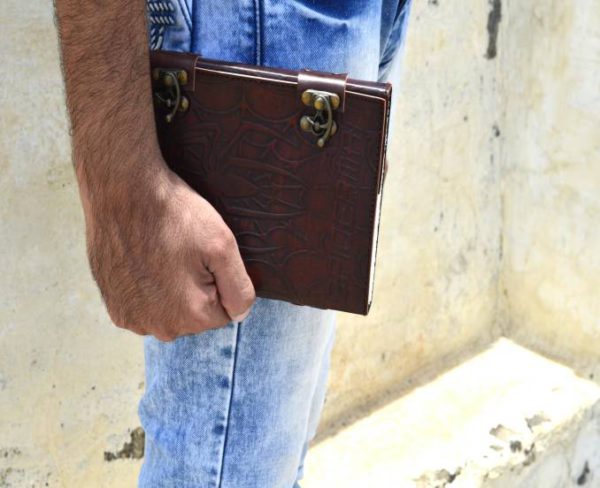 Personalized Spider man Handmade Goat Leather Journal, Leather Sketchbook, Refill Diary, Journal Cover With Stone & Lock,Best Gift - Image 6