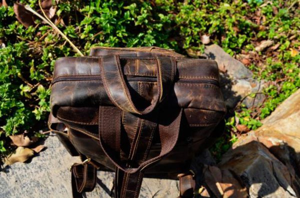 17" Personalized Handmade Buffalo Leather Large Backpack, Travel Rucksack, Hiking Backpack For Men and Women Vintage backpack gift for men - Image 8