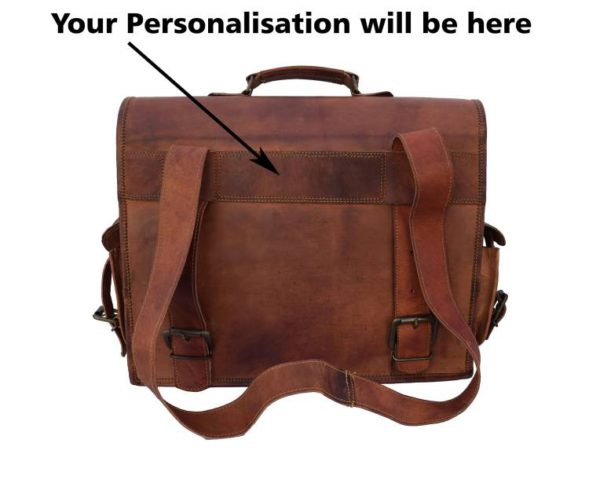 16" Personalized Handmade Convertible Goat Leather Messenger Bag, Office Briefcase, Laptop Bag Cum Backpack For Men and Women Best Gift - Image 2