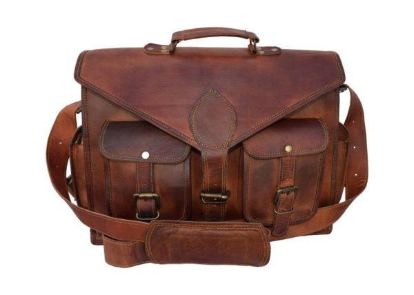 16" Personalized Handmade Convertible Goat Leather Messenger Bag, Office Briefcase, Laptop Bag Cum Backpack For Men and Women Best Gift