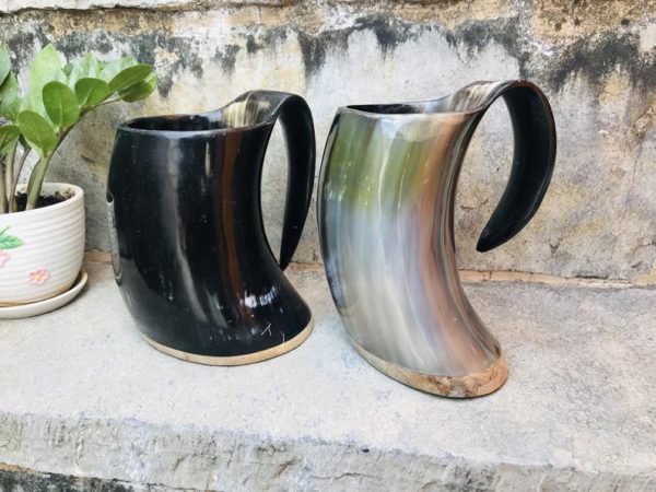 Pack of 2 Viking Buffalo Drinking Horn Mug, Drinking Tankard, Medieval Ale Horn Cup, Groomsmen Gift, Wedding Gift, Game of Thrones Horn Mug