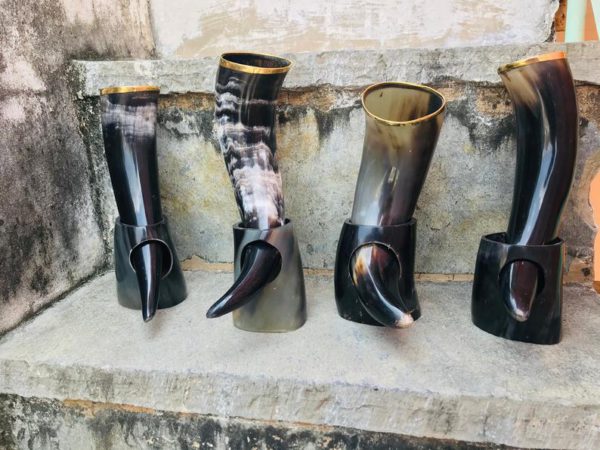 Pack of 4 Viking Buffalo Drinking Horn, Drinking Tankard, Medieval Ale Horn, Groomsmen Best Man Gift, Wedding Gift, Game of Thrones Horn