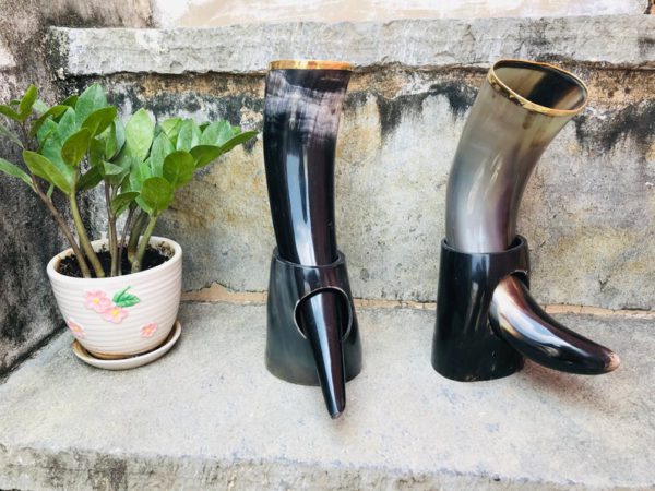 Pack of 2 Viking Buffalo Drinking Horn Drinking Tankard, Medieval Ale Horn, Groomsmen Best Man Gift, Wedding Gift, Game of Thrones Horn