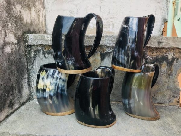 Pack of 5 Viking Buffalo Drinking Horn Mug, Drinking Tankard, Medieval Ale Horn Cup, Groomsmen Gift, Wedding Gift, Game of Thrones Horn Mug