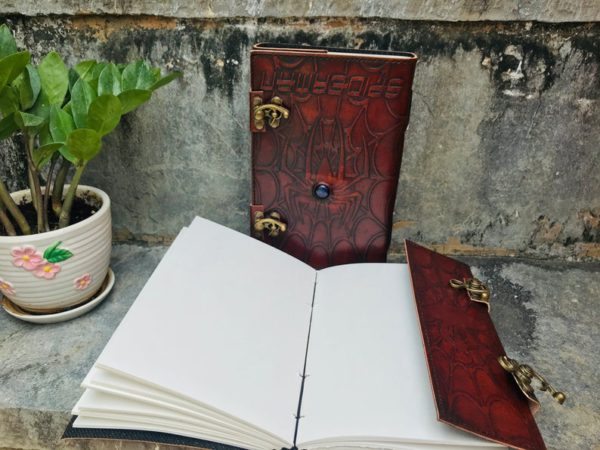 PACK OF 2 Leather Journal, Travel Diary, Leather Notebook, Refillable Diary, Journal With Stone Lock, Newspaper, Best Valentine Gift - Image 2